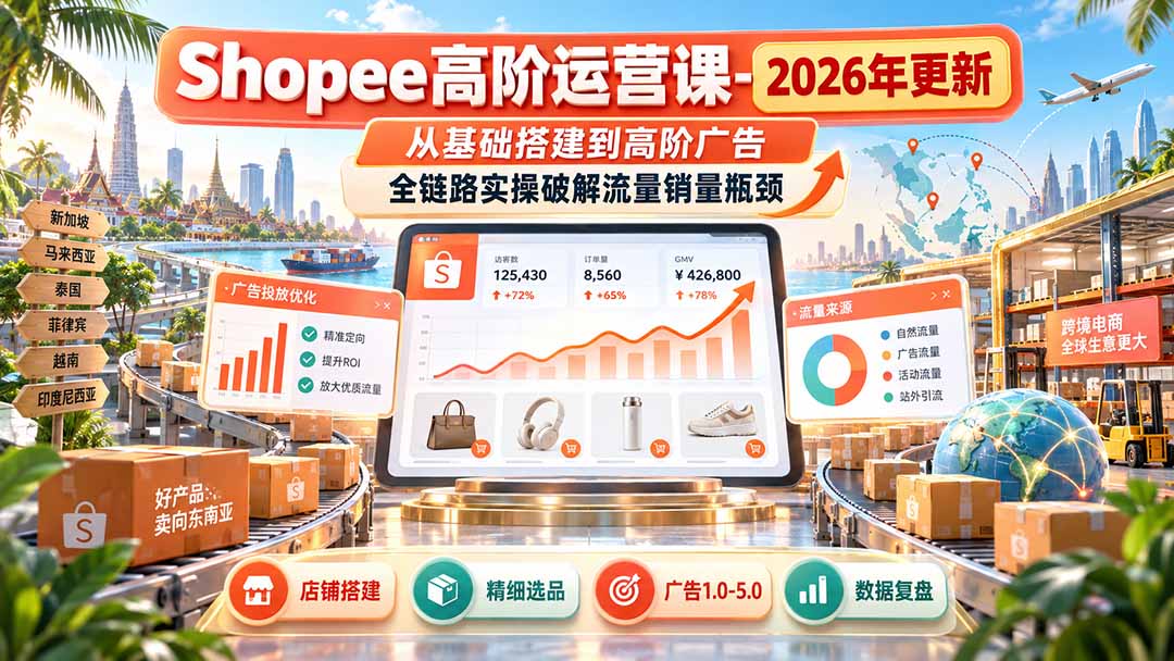 Shopee高阶运营课-更新9月,从基础搭建到高阶广告,全链路实操破解流量销量瓶颈-智富思维学堂