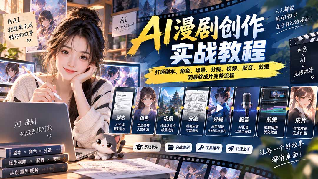 图片[2]-2026 AI漫剧创作实战教程：打通剧本、角色、场景、分镜、视频、配音、剪辑到最终成片完整流程-智富思维学堂