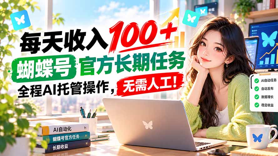 每天收入100＋， 蝴蝶号官方长期任务， 全程ai托管操作，无需人工！-智富思维学堂