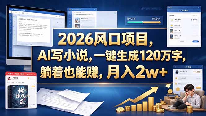 2026 风口项目,AI 写小说,一键生成 120 万字,躺着也能赚,月入 2w +-智富思维学堂