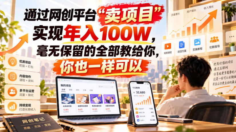 通过网创平台“卖项目”实现年入100W,毫无保留的全部教给你,你也一样可以!【揭秘】-智富思维学堂