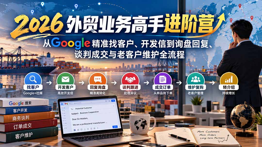 图片[2]-2026外贸业务高手进阶营：从Google精准找客户、开发信到询盘回复、谈判成交与老客户维护全流程-智富思维学堂
