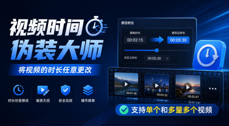视频时间伪装大师，将视频的时长任意更改，支持单个和多量多个视频-智富思维学堂