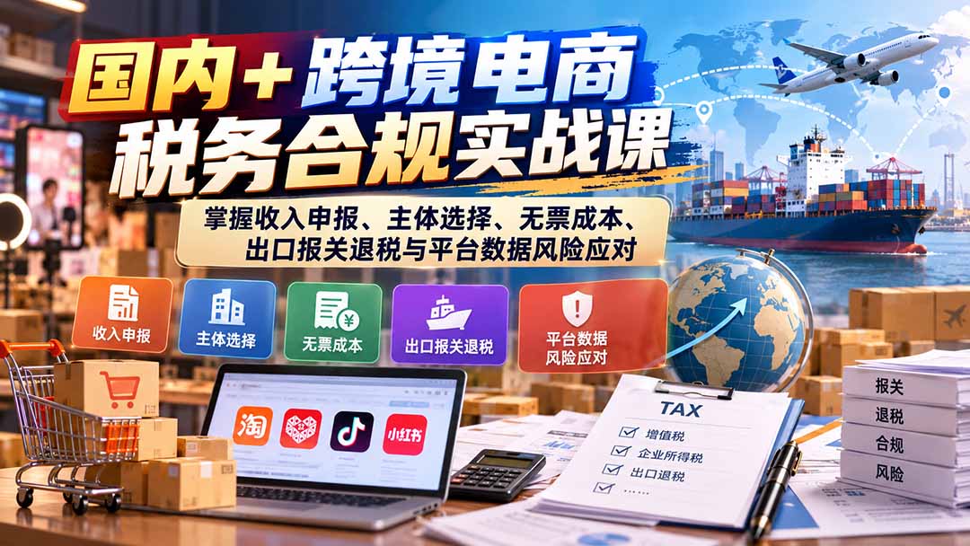 图片[2]-国内+跨境电商税务合规实战课：掌握收入申报、主体选择、无票成本、出口报关退税与平台数据风险应对-智富思维学堂