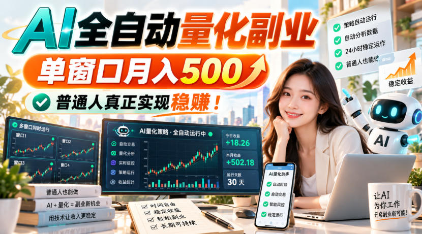 AI全自动量化副业，单窗口月入500，普通人真正实现稳賺！【揭秘】-智富思维学堂