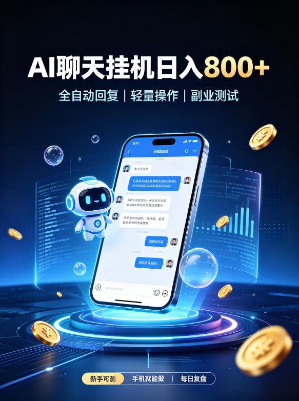 AI聊天挂G项目，日入800➕，全自动操作，适用个人副业，支持工作室矩阵操作【揭秘】-智富思维学堂