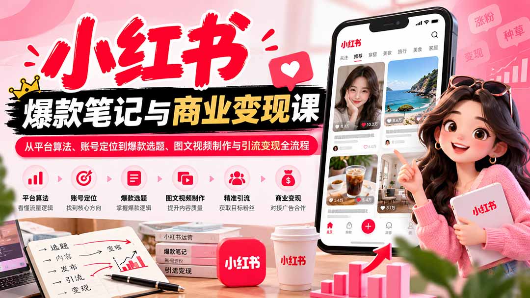 图片[2]-2026小红书爆款笔记与商业变现课：从平台算法、账号定位到爆款选题、图文视频制作与引流变现全流程-智富思维学堂