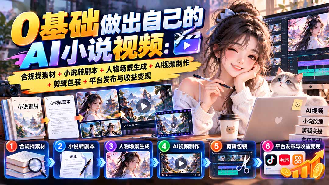 图片[2]-0基础做出自己的AI小说视频：合规找素材+小说转剧本+人物场景生成+AI视频制作+剪辑包装+平台发布与收益变现-智富思维学堂