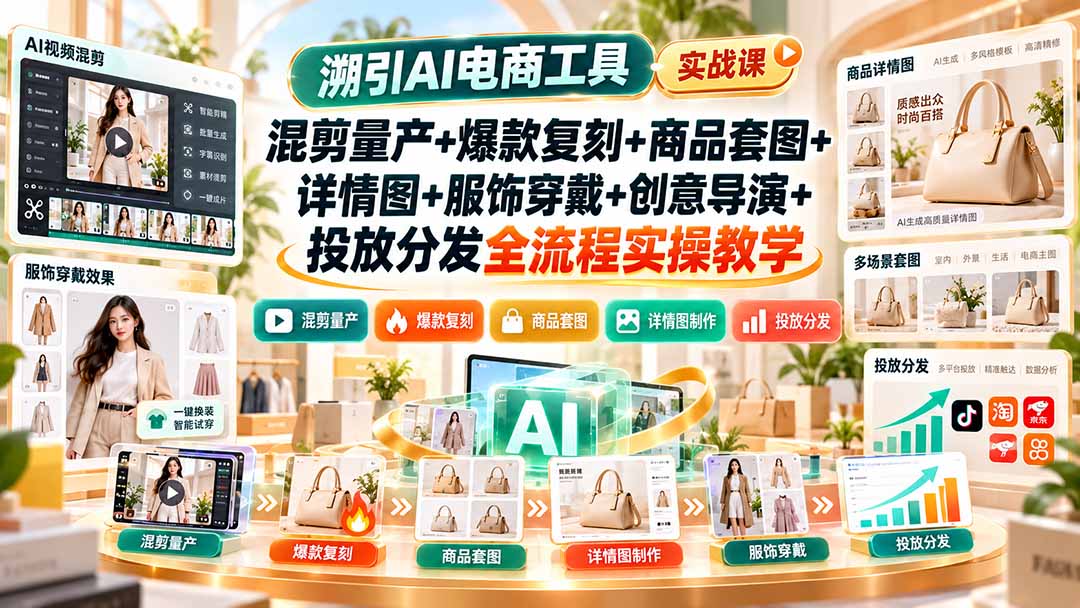 图片[2]-溯引AI电商工具实战课：混剪量产+爆款复刻+商品套图+详情图+服饰穿戴+创意导演+投放分发全流程实操教学-智富思维学堂