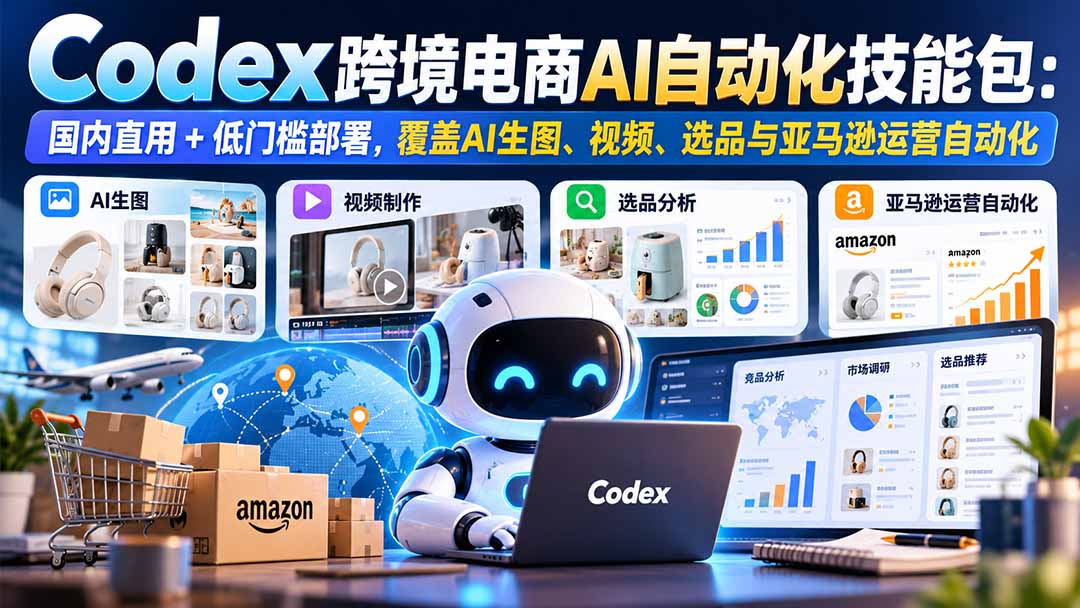 图片[2]-【无水印】Codex跨境电商AI自动化技能包：国内直用+低门槛部署，覆盖AI生图、视频、选品与亚马逊运营自动化-智富思维学堂
