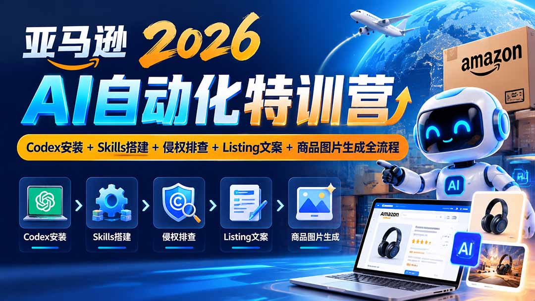 亚马逊2026AI自动化-10月特训营:Codex安装+Skills搭建+侵权排查+Listing文案+商品图片生成全流程-智富思维学堂