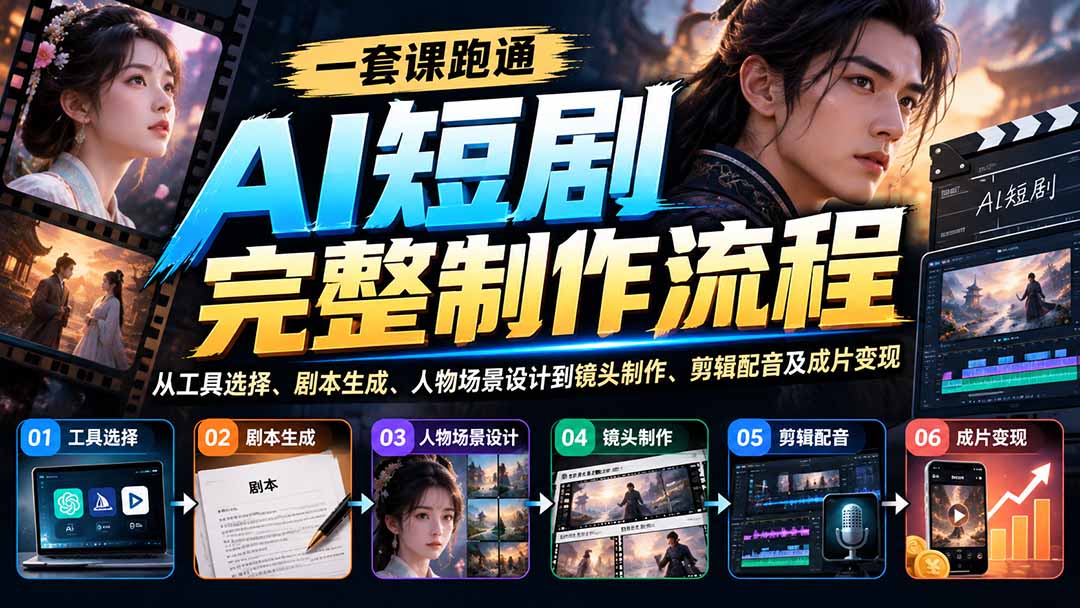 图片[2]-一套课跑通AI短剧完整制作流程：从工具选择、剧本生成、人物场景设计到镜头制作、剪辑配音及成片变现-智富思维学堂