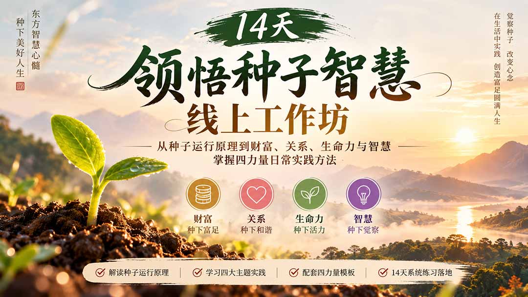 图片[2]-14天领悟种子智慧线上工作坊｜从种子运行原理到财富、关系、生命力与智慧，掌握四力量日常实践方法-智富思维学堂