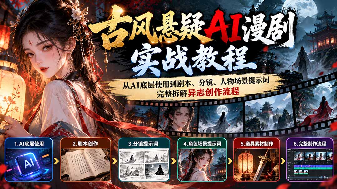图片[2]-古风悬疑AI漫剧实战教程：从AI底层使用到剧本、分镜、人物场景提示词，完整拆解异志创作流程-智富思维学堂