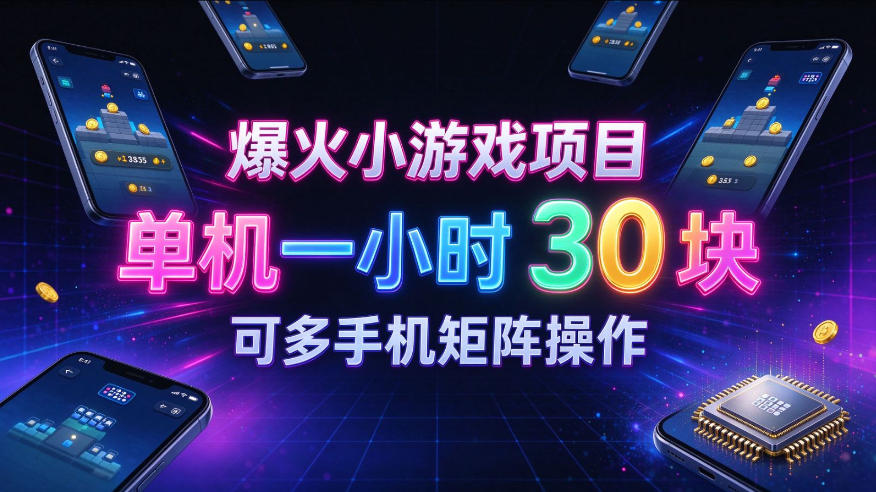 爆火小游戏撸金项目,实测单机一小时30+,可多手机矩阵操作,新手看完一遍就能上手【揭秘】-智富思维学堂