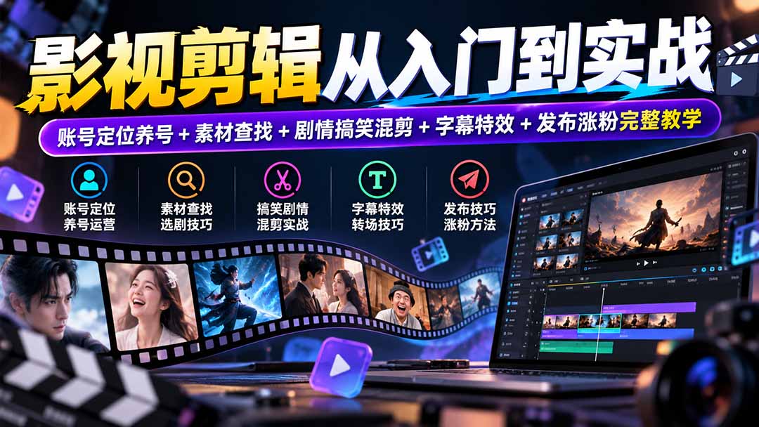 图片[2]-影视剪辑从入门到实战：账号定位养号+素材查找+剧情搞笑混剪+字幕特效+发布涨粉完整教学-智富思维学堂