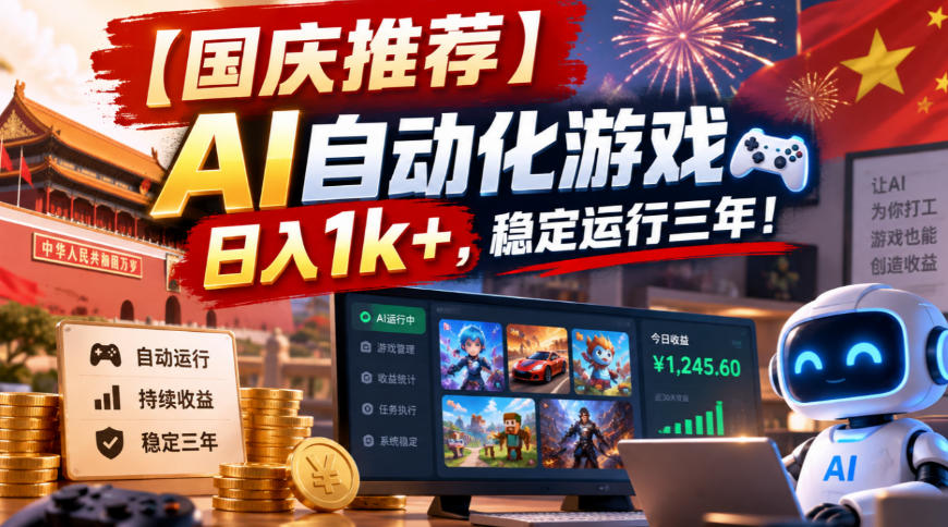 【国庆推荐】AI自动化游戏，日入1k+，操作简单，稳定运行三年！【揭秘】-智富思维学堂
