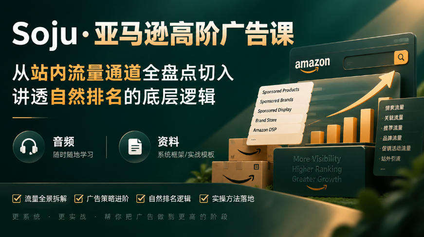 亚马逊高阶广告课,从站内流量通道全盘点切入,讲透自然排名的底层逻辑(直播+音频+资料)-智富思维学堂