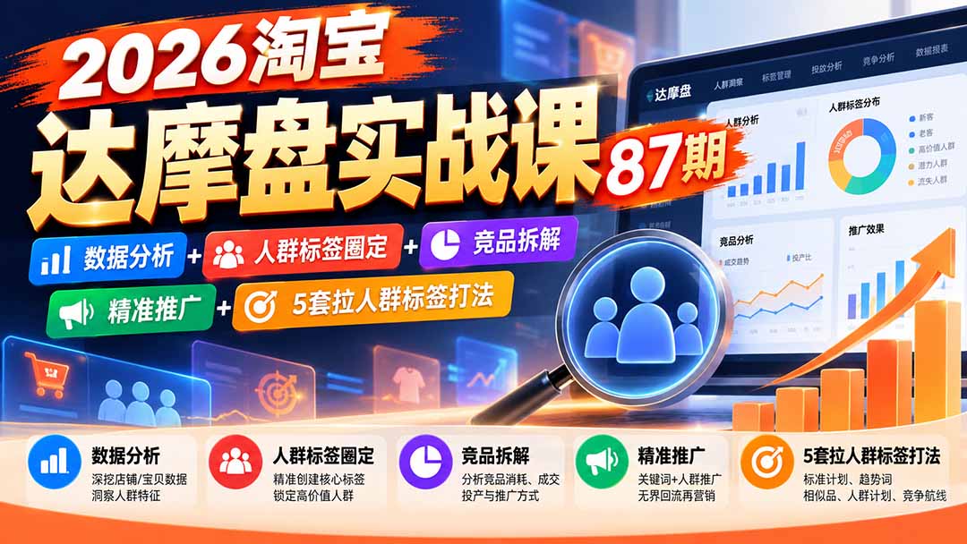 图片[2]-2026淘宝达摩盘实战课87期：数据分析+人群标签圈定+竞品拆解+精准推广+5套拉人群标签打法-智富思维学堂