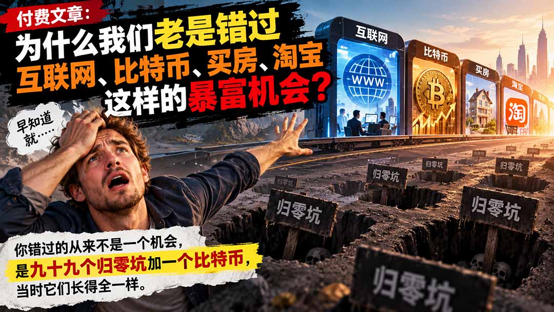 付费文章:为什么我们老是错过互联网、比特币、买 房、淘宝这样的暴富机会?-智富思维学堂