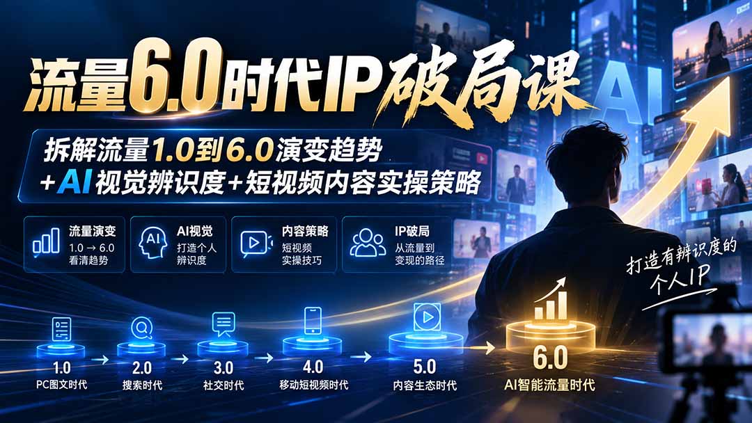 图片[2]-流量6.0时代IP破局课：拆解流量1.0到6.0演变趋势+AI视觉辨识度+短视频内容实操策略-智富思维学堂