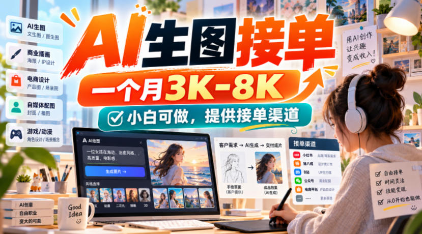 AI生图接单，一个月3K-8K，小白可做，提供接单渠道-智富思维学堂