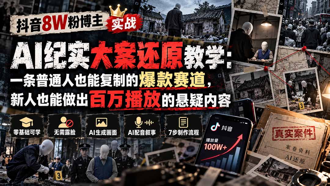 图片[2]-抖音8W粉博主AI纪实大案还原教学：一条普通人也能复制的爆款赛道，新人也能做出百万播放的悬疑内容-智富思维学堂