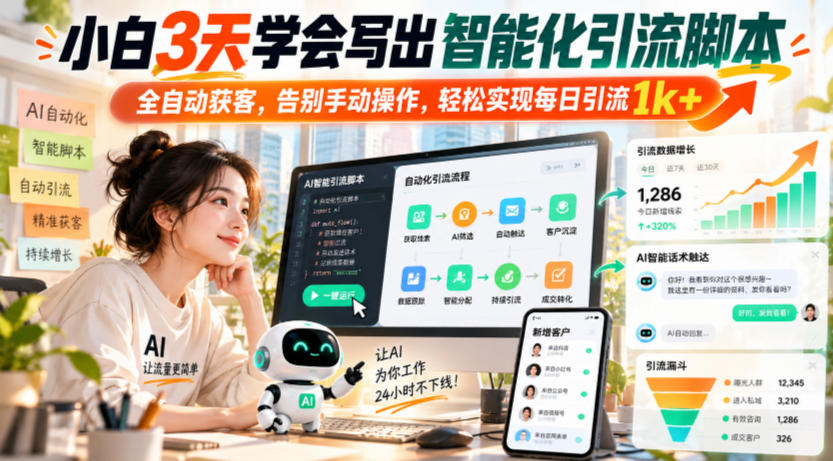 小白3天学会写出智能化引流脚本,全自动获客,告别手动操作,轻松实现每日引流1k+-智富思维学堂