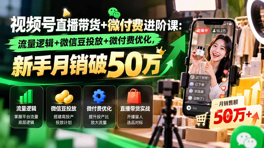 图片[2]-视频号直播带货+微付费进阶课-更新1010：流量逻辑+微信豆投放+微付费优化，新手月销破50万-智富思维学堂