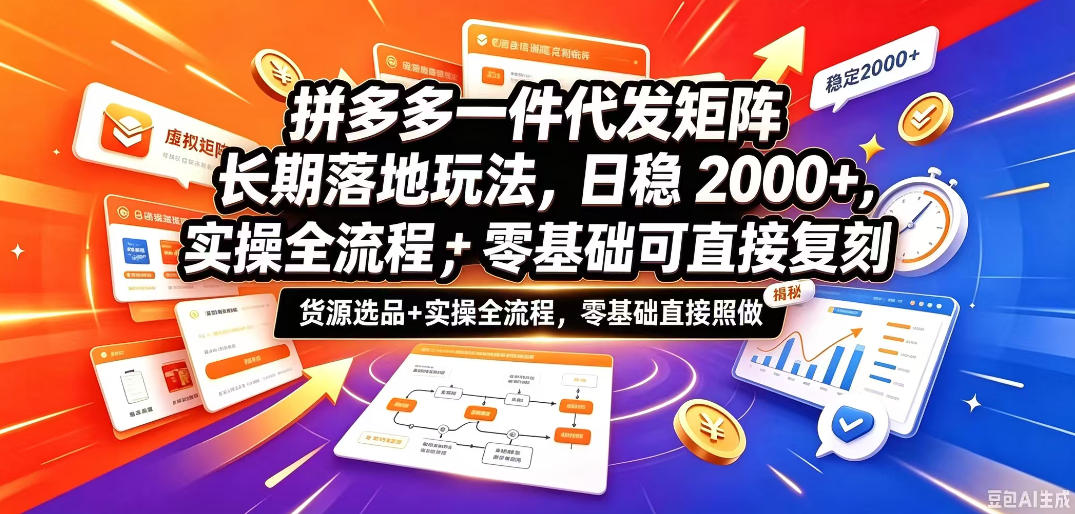 拼多多一件代发矩阵长期落地玩法,日稳入2k+,选品货源+实操全流程,零基础可直接复刻【拆解】-智富思维学堂