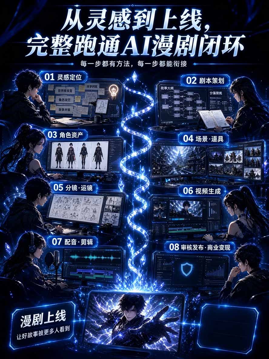 图片[2]-【无水印】2026AI漫剧创作与商业变现掘金营：打通选题→AI编剧→角色场景→自动分镜→视频生成→剪辑发布→运营变现-御文网