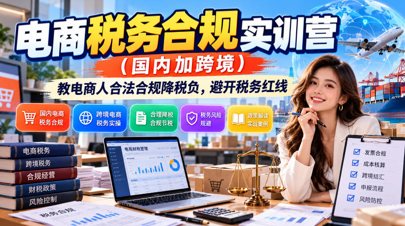 电商税务合规实训营(国内加跨境),教电商人合法合规降税负,避开税务红线-智富思维学堂