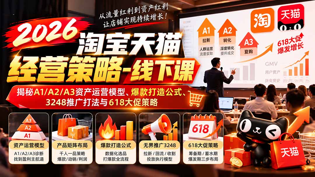 图片[2]-2026淘宝天猫经营策略-线下课：揭秘A1/A2/A3资产运营模型、爆款打造公式、3248推广打法与618大促策略-智富思维学堂