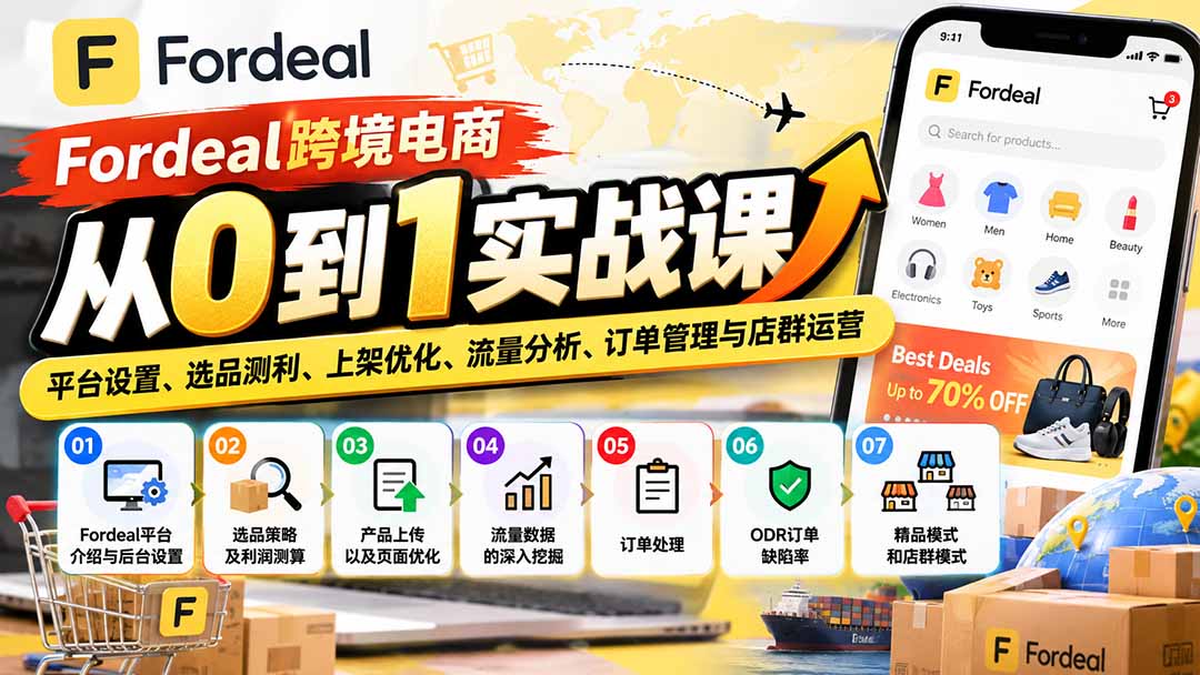 图片[2]-Fordeal跨境电商从0到1实战课：平台设置、选品测利、上架优化、流量分析、订单管理与店群运营-智富思维学堂