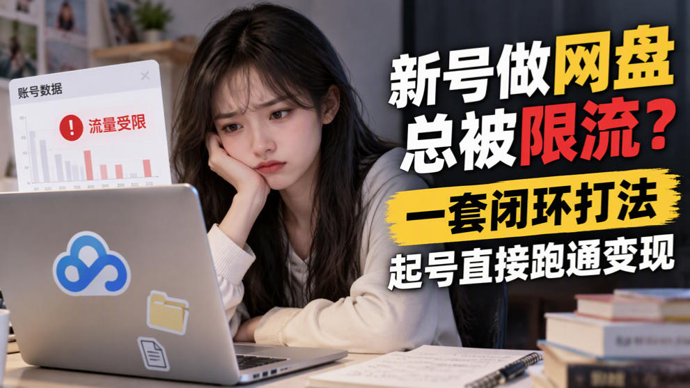 新号做网盘总被限流？一套闭环打法，起号直接跑通变现-智富思维学堂