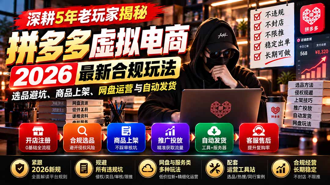 图片[2]-深耕5年老玩家揭秘拼多多虚拟电商：2026最新合规玩法、选品避坑、商品上架、网盘运营与自动发货-智富思维学堂