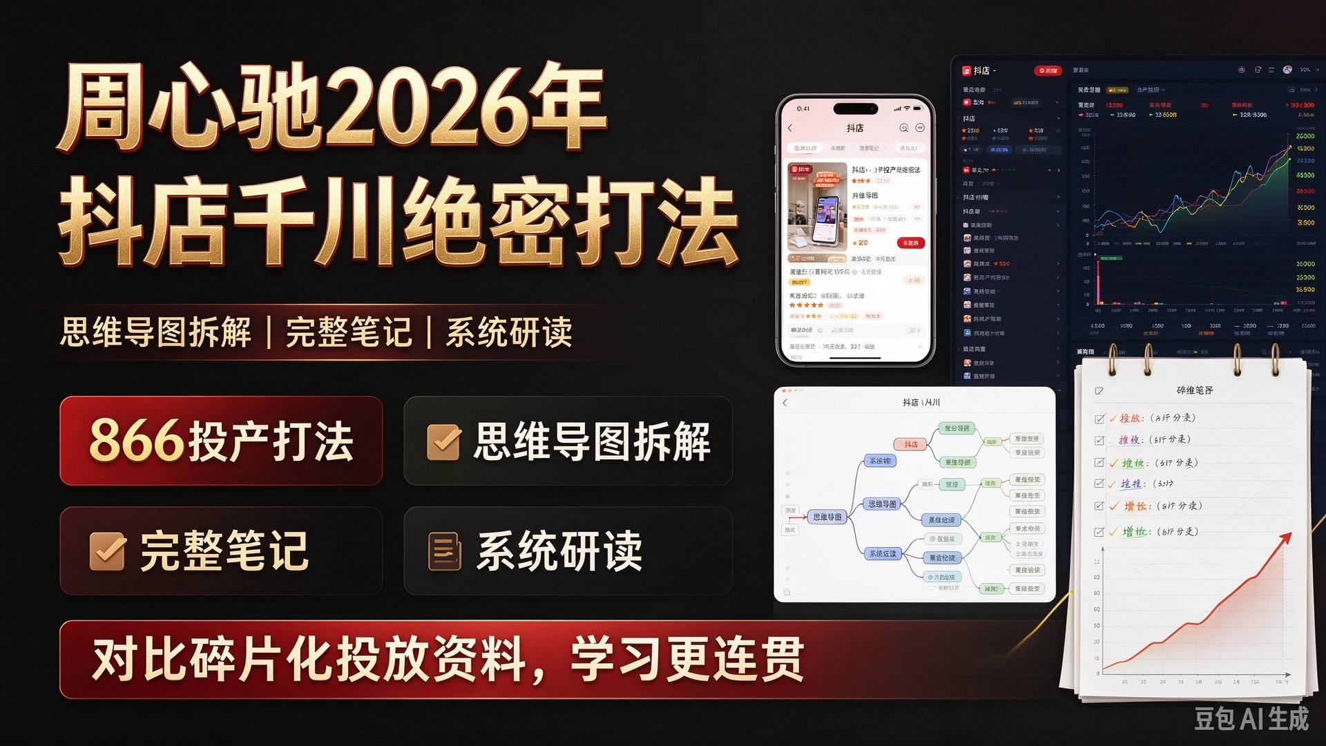 周心驰2026年抖店千川866投产绝密打法,拆解思维导图与完整笔记,对比碎片化投放资料更方便系统研读-副业吧 周心驰2026年抖店千川866投产绝密打法,拆解思维导图与完整笔记,对比碎片化投放资料更方便系统研读-副业吧