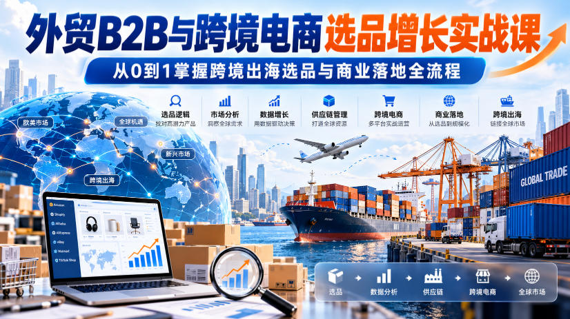 外贸B2B与跨境电商选品增长实战课,从0到1掌握跨境出海选品与商业落地全流程-智富思维学堂
