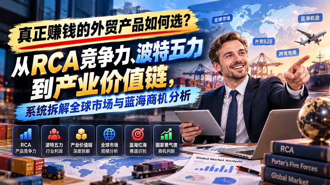 真正赚钱的外贸B2B产品如何选?从RCA竞争力、波特五力到产业价值链,系统拆解全球市场与蓝海商机分析-智富思维学堂