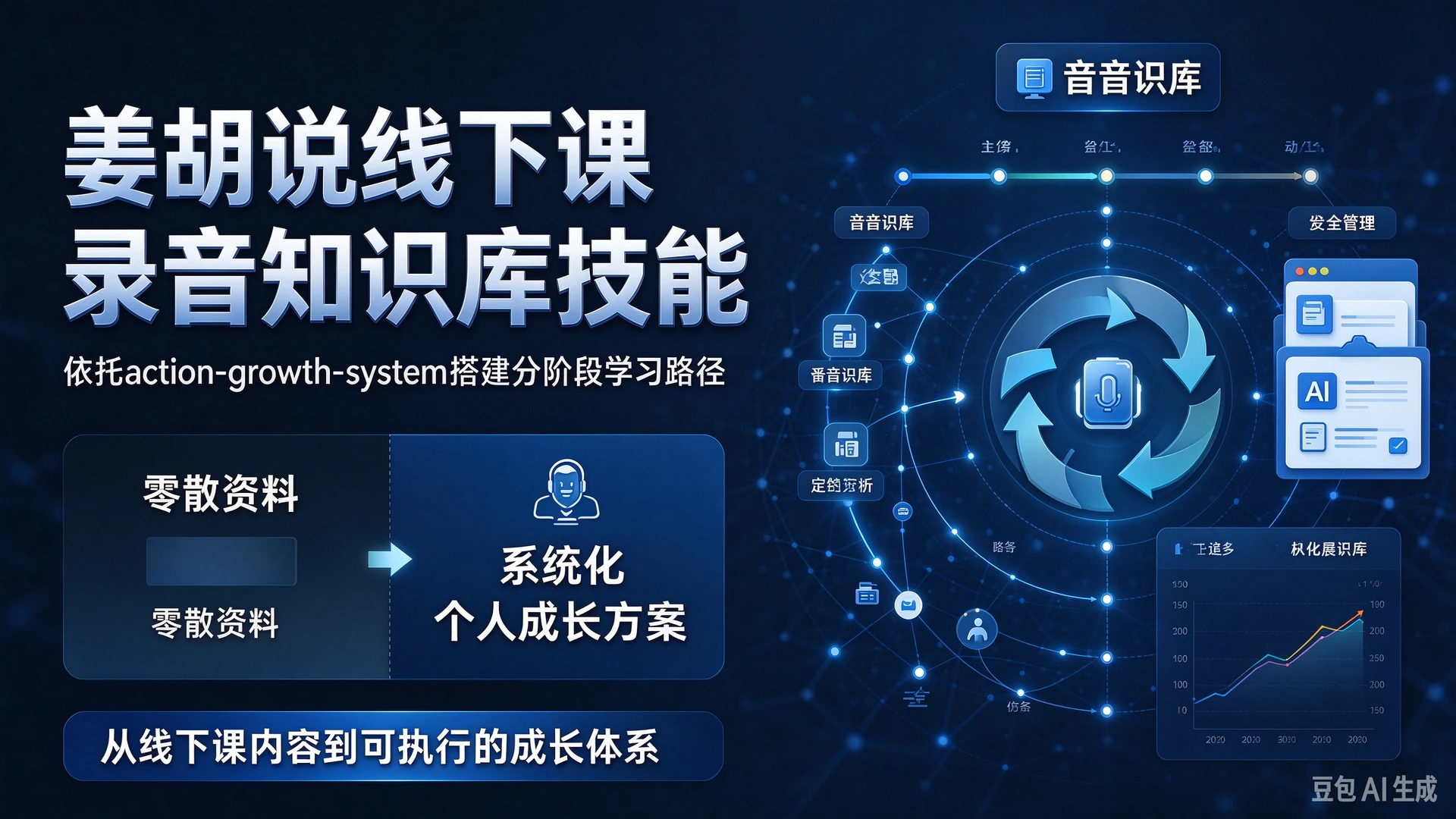 姜胡说线下课录音知识库技能,依托action-growth-system搭建分阶段学习路径,对比零散资料形成系统化个人成长方案-智富思维学堂