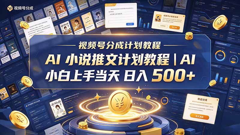 最新视频号分成计划教程|AI 小说推文,小白上手当天日入 500+-智富思维学堂