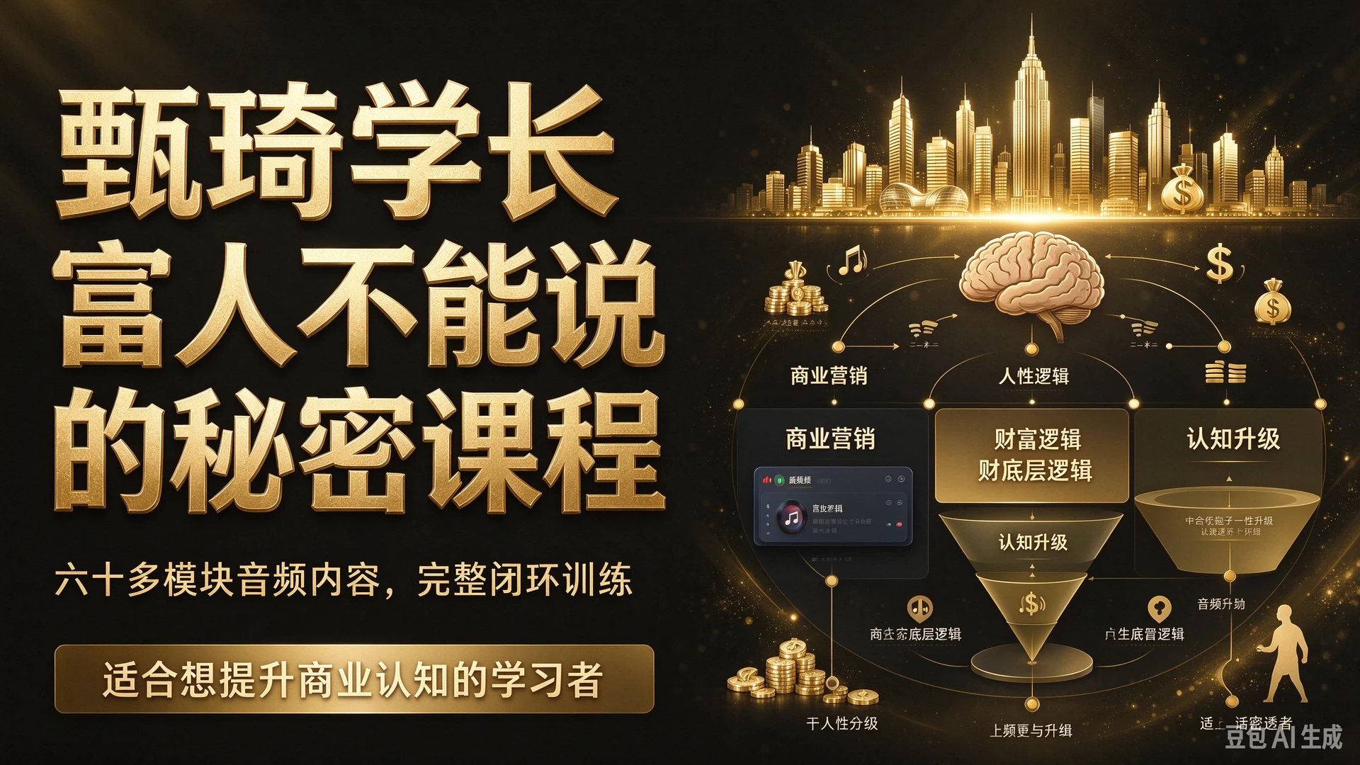 甄琦学长富人不能说的秘密课程,带你研读六十多模块音频内容,了解商业营销、人性与财富底层逻辑,适合想提升商业认知的学习者的完整闭环-智富思维学堂