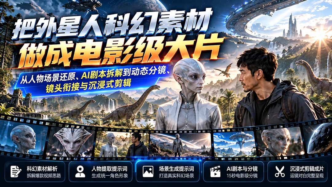 图片[2]-把外星人科幻素材做成电影级大片：从人物场景还原、AI剧本拆解到动态分镜、镜头衔接与沉浸式剪辑-智富思维学堂