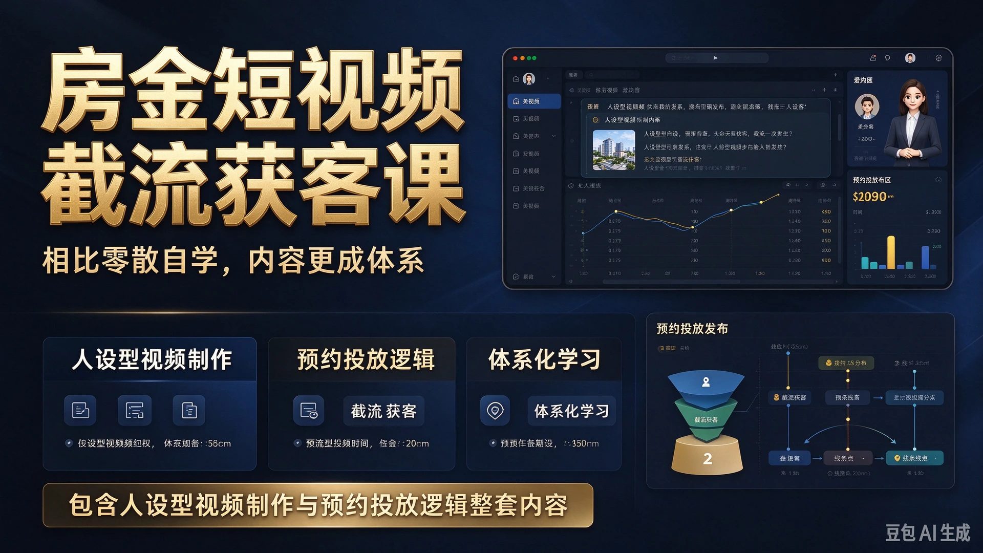 【精】房金短视频截流获客相比零散自学内容更成体系,包含人设型视频制作与预约投放逻辑整套内容-智富思维学堂