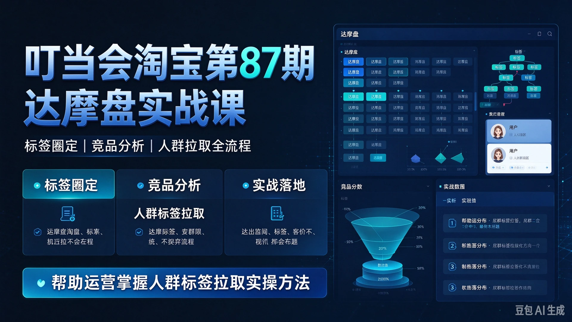 【精】叮当会淘宝第87期达摩盘侧重实战落地,讲解标签圈定与竞品分析,帮助运营掌握人群标签拉取实操方法-智富思维学堂
