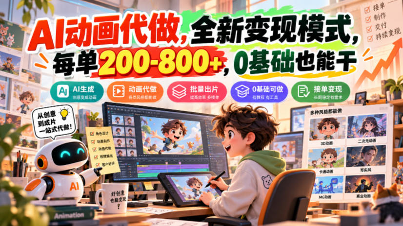 AI动画代做,全新变现模式,每单200-800+,0基础也能干【揭秘】-智富思维学堂