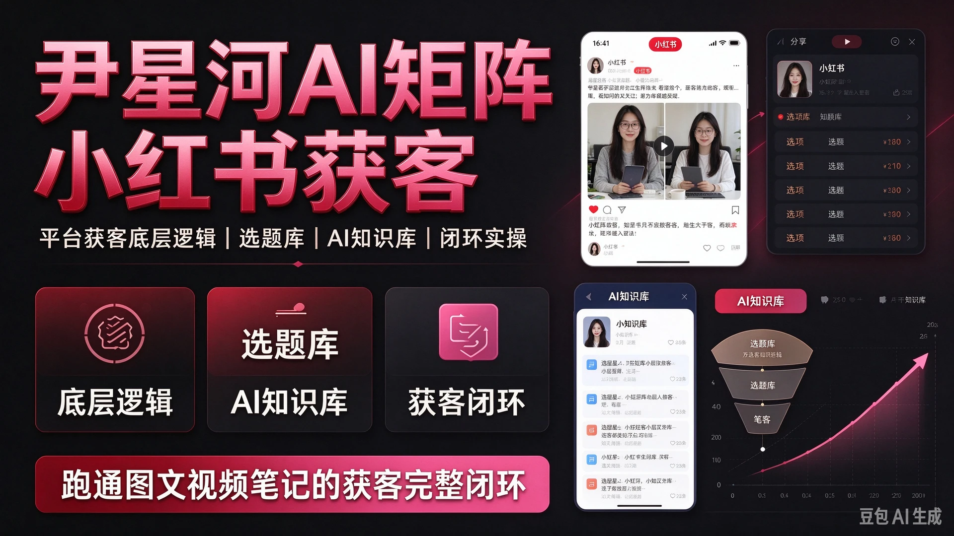 【精】尹星河AI矩阵小红书获客，带你弄懂平台获客底层逻辑，搭建选题库与AI知识库，跑通图文视频笔记的获客完整闭环-智富思维学堂