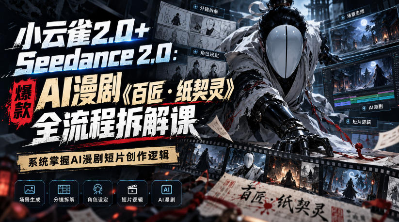 小云雀2.0+Seedance 2.0：爆款AI漫剧《百匠・纸契灵》全流程拆解课，系统掌握AI漫剧短片创作逻辑-智富思维学堂