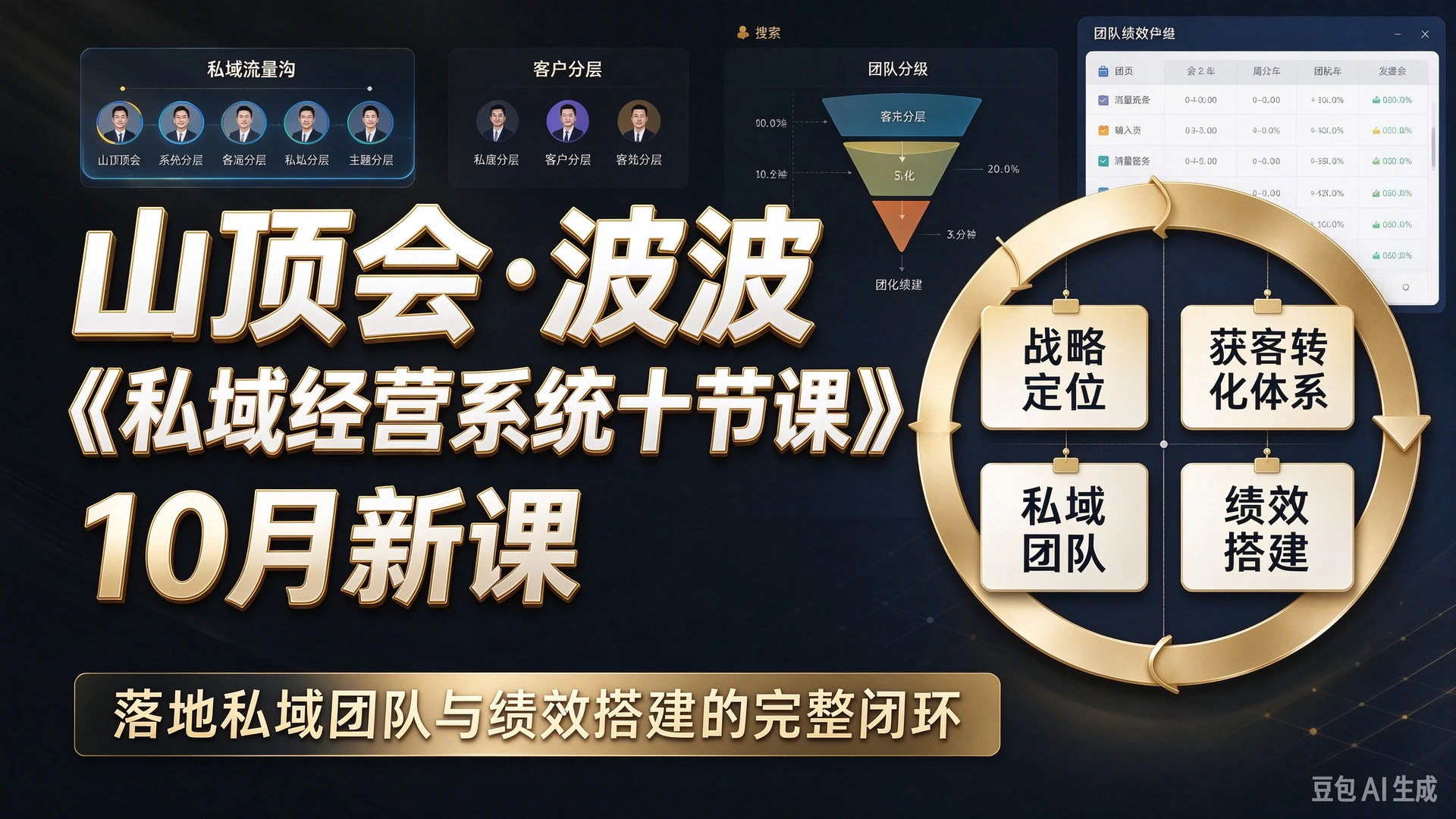 山顶会・波波《私域经营系统十节课》10月新课，带你搭建战略定位与获客转化体系，落地私域团队与绩效搭建的完整闭环-智富思维学堂