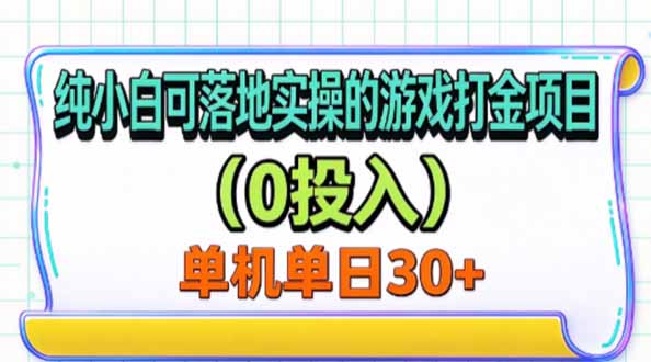 纯小白可落地实操的游戏打金项目(0投入-智富思维学堂